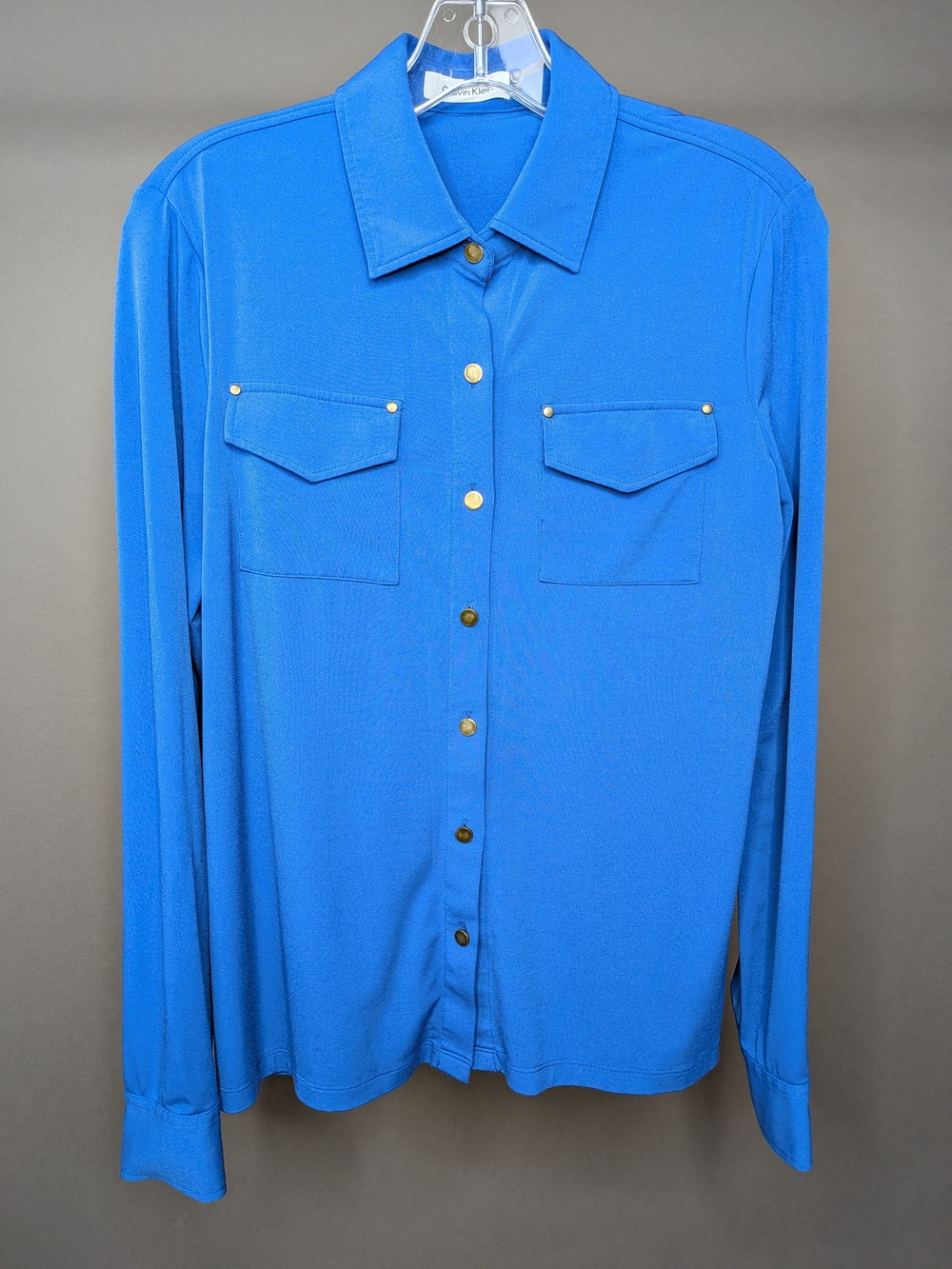 Calvin Klein Bright Blue Long Sleeve Button-Up Shirt
